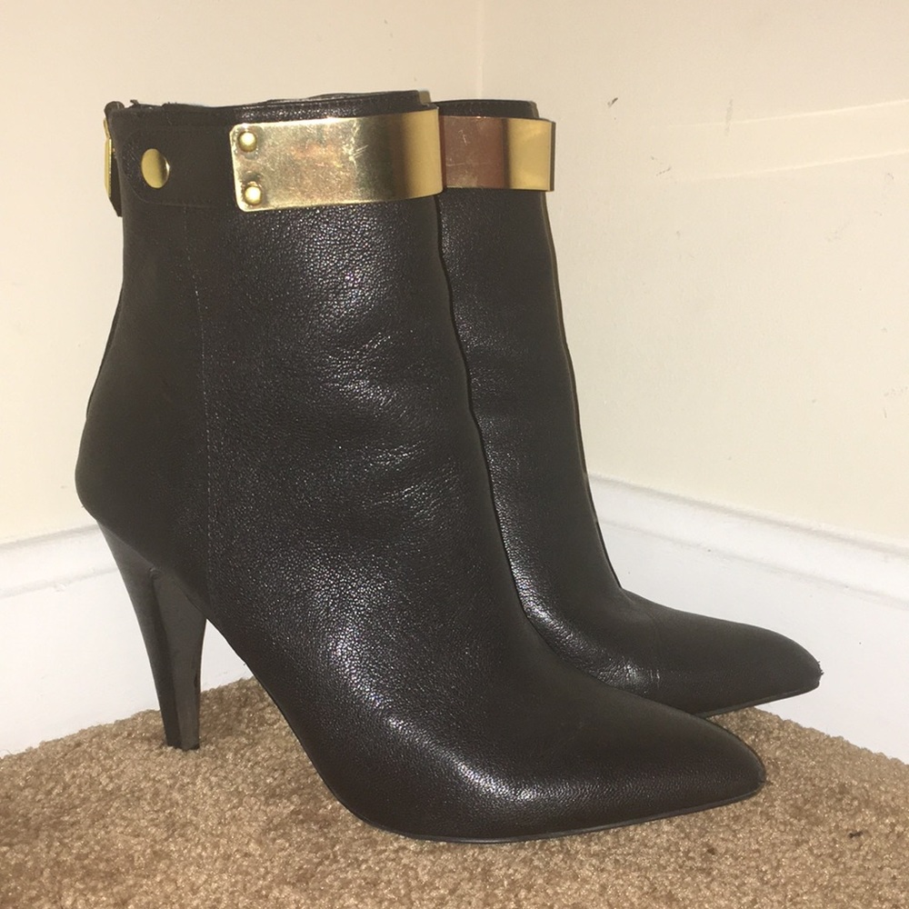 Fergie Fergalicious Ankle Booties w/ Gold Accents